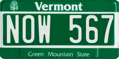 VT license plate NOW567