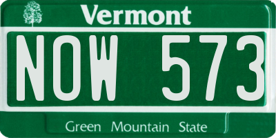 VT license plate NOW573
