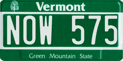 VT license plate NOW575