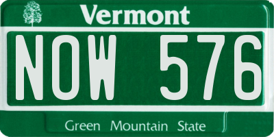 VT license plate NOW576