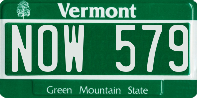 VT license plate NOW579