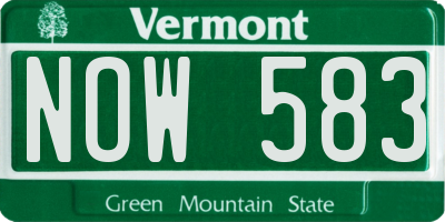 VT license plate NOW583