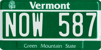 VT license plate NOW587