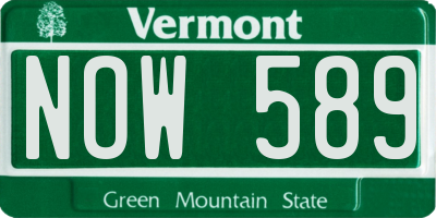 VT license plate NOW589