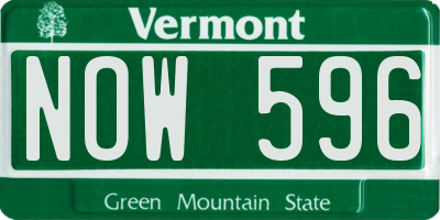 VT license plate NOW596