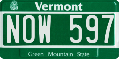 VT license plate NOW597