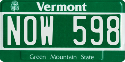 VT license plate NOW598