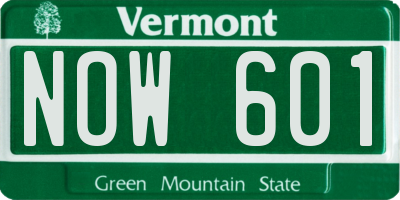 VT license plate NOW601