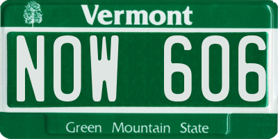 VT license plate NOW606