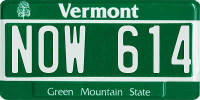 VT license plate NOW614
