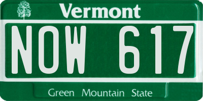 VT license plate NOW617