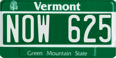 VT license plate NOW625