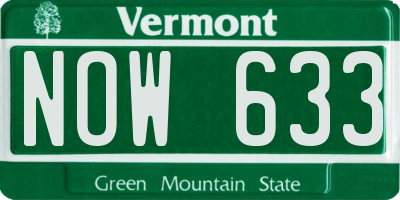 VT license plate NOW633