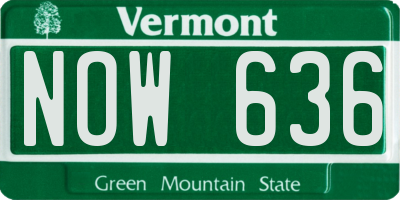 VT license plate NOW636