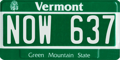 VT license plate NOW637