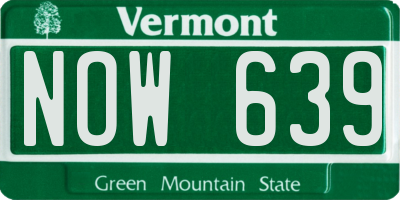 VT license plate NOW639