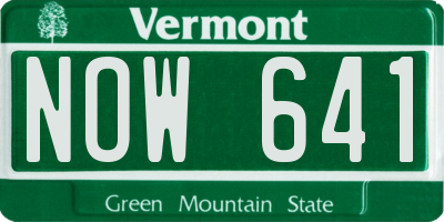 VT license plate NOW641