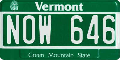 VT license plate NOW646