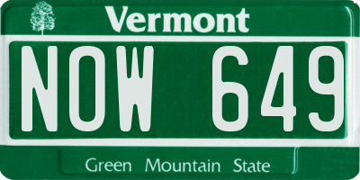VT license plate NOW649