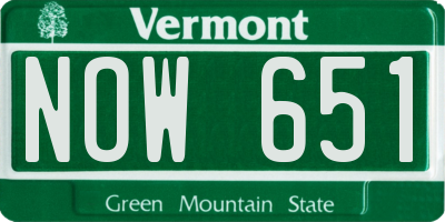 VT license plate NOW651