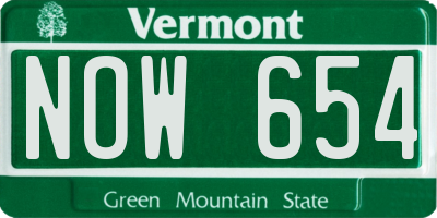 VT license plate NOW654