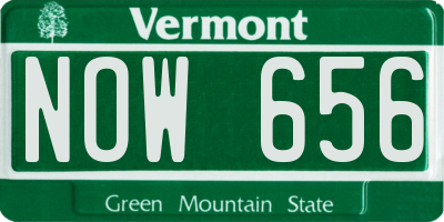 VT license plate NOW656