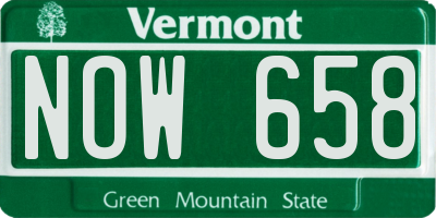 VT license plate NOW658