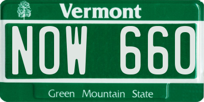 VT license plate NOW660