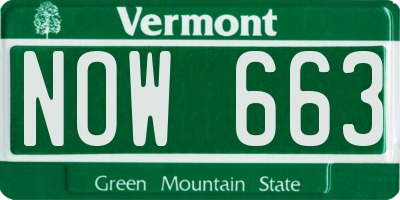 VT license plate NOW663