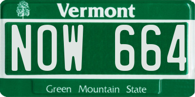 VT license plate NOW664