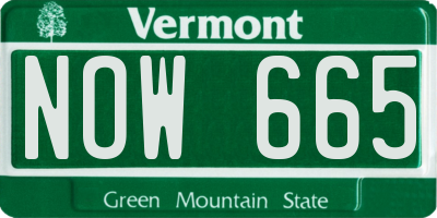 VT license plate NOW665