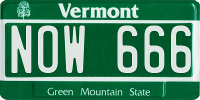 VT license plate NOW666