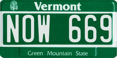VT license plate NOW669