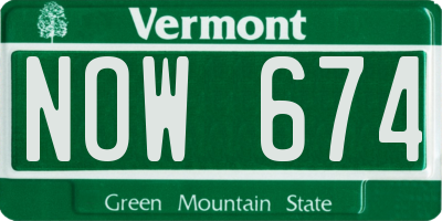 VT license plate NOW674