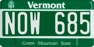 VT license plate NOW685