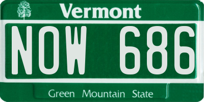 VT license plate NOW686