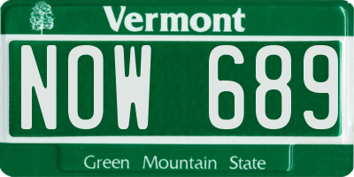VT license plate NOW689
