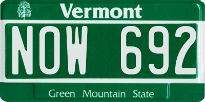 VT license plate NOW692
