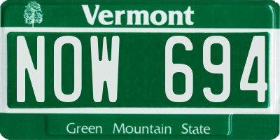 VT license plate NOW694