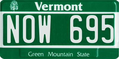 VT license plate NOW695