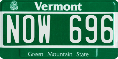 VT license plate NOW696