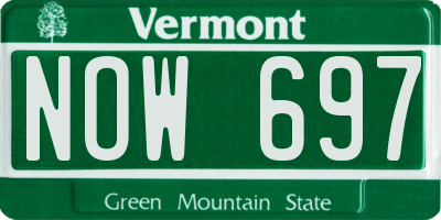 VT license plate NOW697