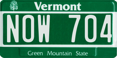 VT license plate NOW704