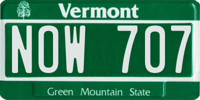 VT license plate NOW707