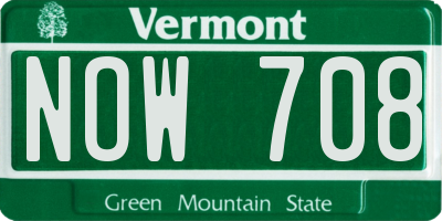 VT license plate NOW708