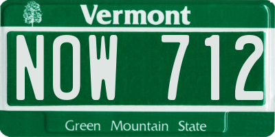 VT license plate NOW712