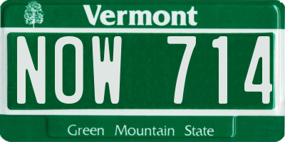 VT license plate NOW714