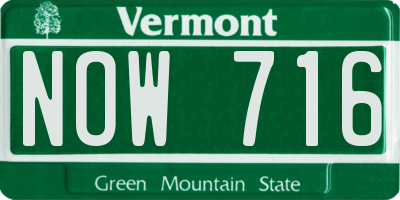 VT license plate NOW716