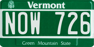 VT license plate NOW726