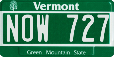 VT license plate NOW727